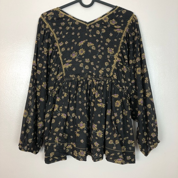 Free People | Boho Daisy Print Blouse with Tassels - Picture 5 of 7